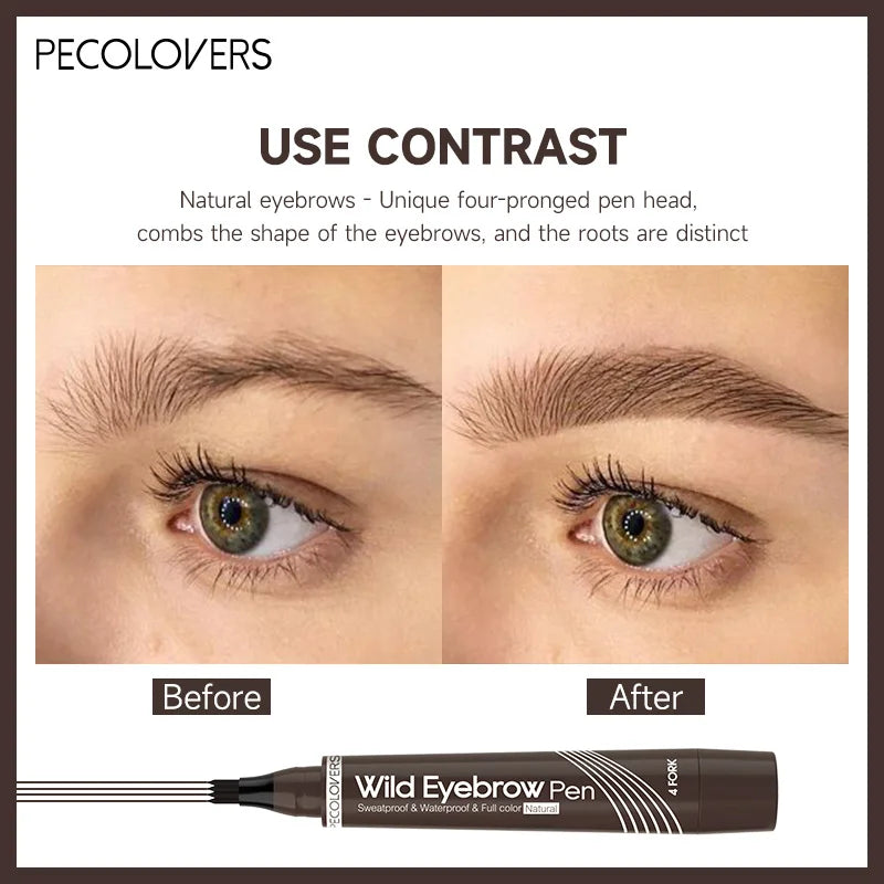 4 Points Eyebrow Pen Long Lasting Liquid Eyebrow Tattoo Pen Cosmetic Waterproof Microblading Eyebrow Pencil
