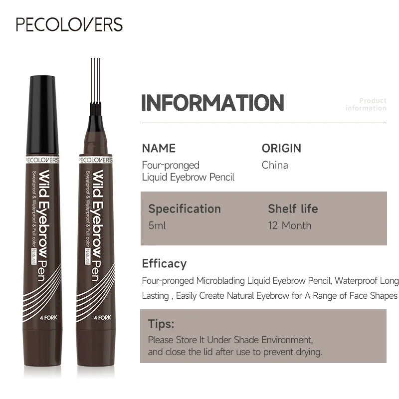 4 Points Eyebrow Pen Long Lasting Liquid Eyebrow Tattoo Pen Cosmetic Waterproof Microblading Eyebrow Pencil