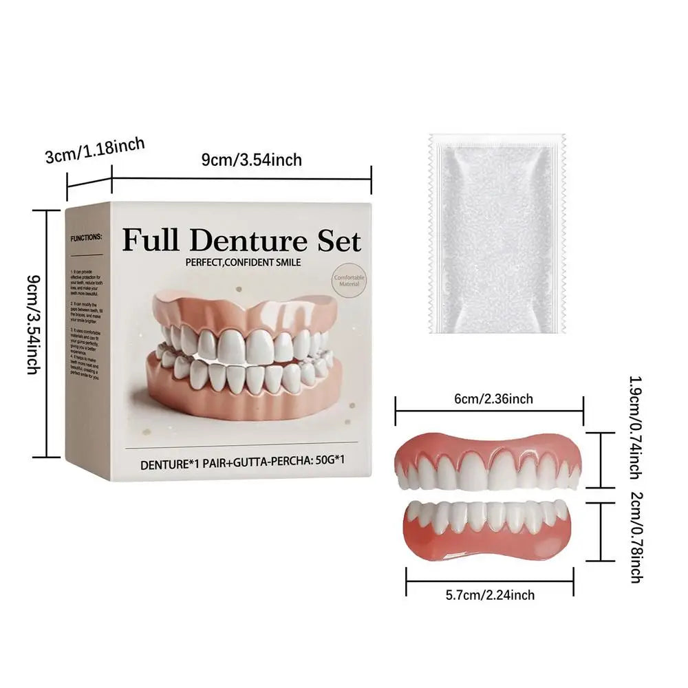 Denture Set Natural Safe Professional False Teeth Securing Upper And Lower Dentures Soft Denture Kit Oral Hygiene Care  Denture