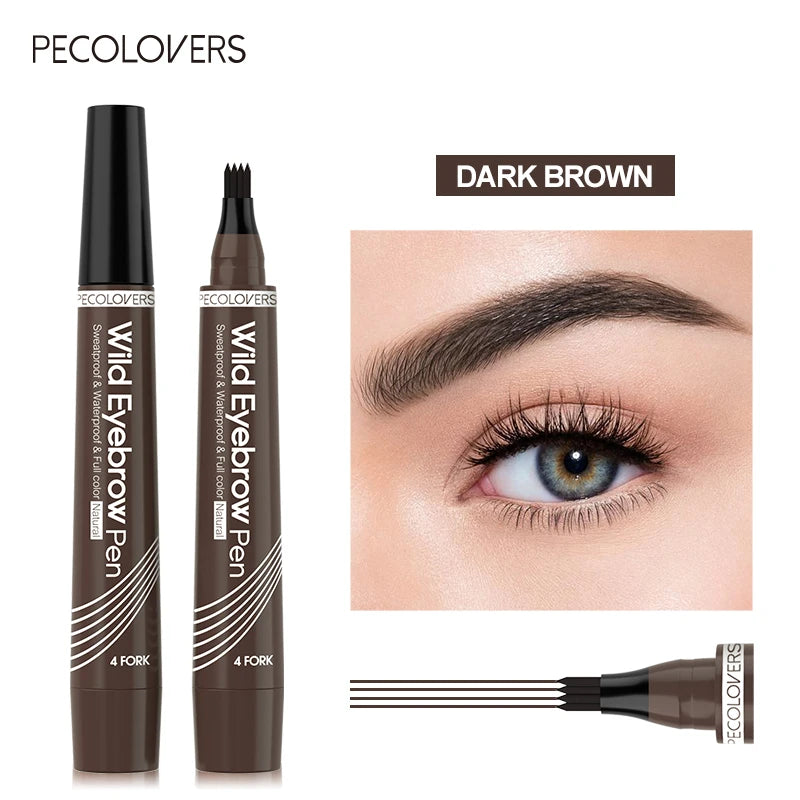 4 Points Eyebrow Pen Long Lasting Liquid Eyebrow Tattoo Pen Cosmetic Waterproof Microblading Eyebrow Pencil