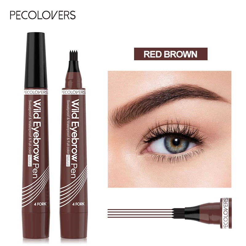 4 Points Eyebrow Pen Long Lasting Liquid Eyebrow Tattoo Pen Cosmetic Waterproof Microblading Eyebrow Pencil