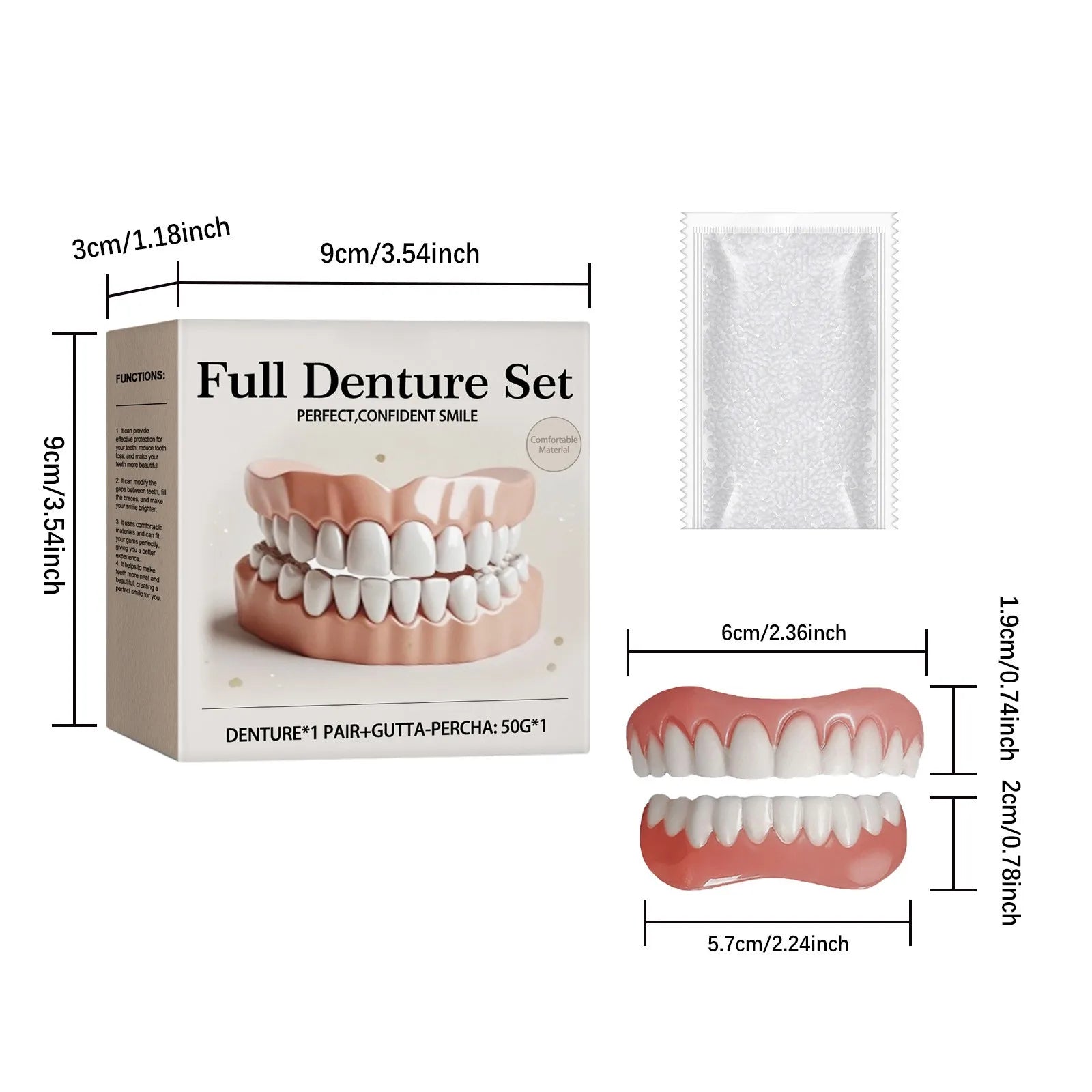 Advanced Customized Full Denture Set, Silicone Reline Denture Set, Soft and Comfortable, Denture Silicone Reline Kit for Men & W