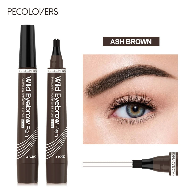 4 Points Eyebrow Pen Long Lasting Liquid Eyebrow Tattoo Pen Cosmetic Waterproof Microblading Eyebrow Pencil