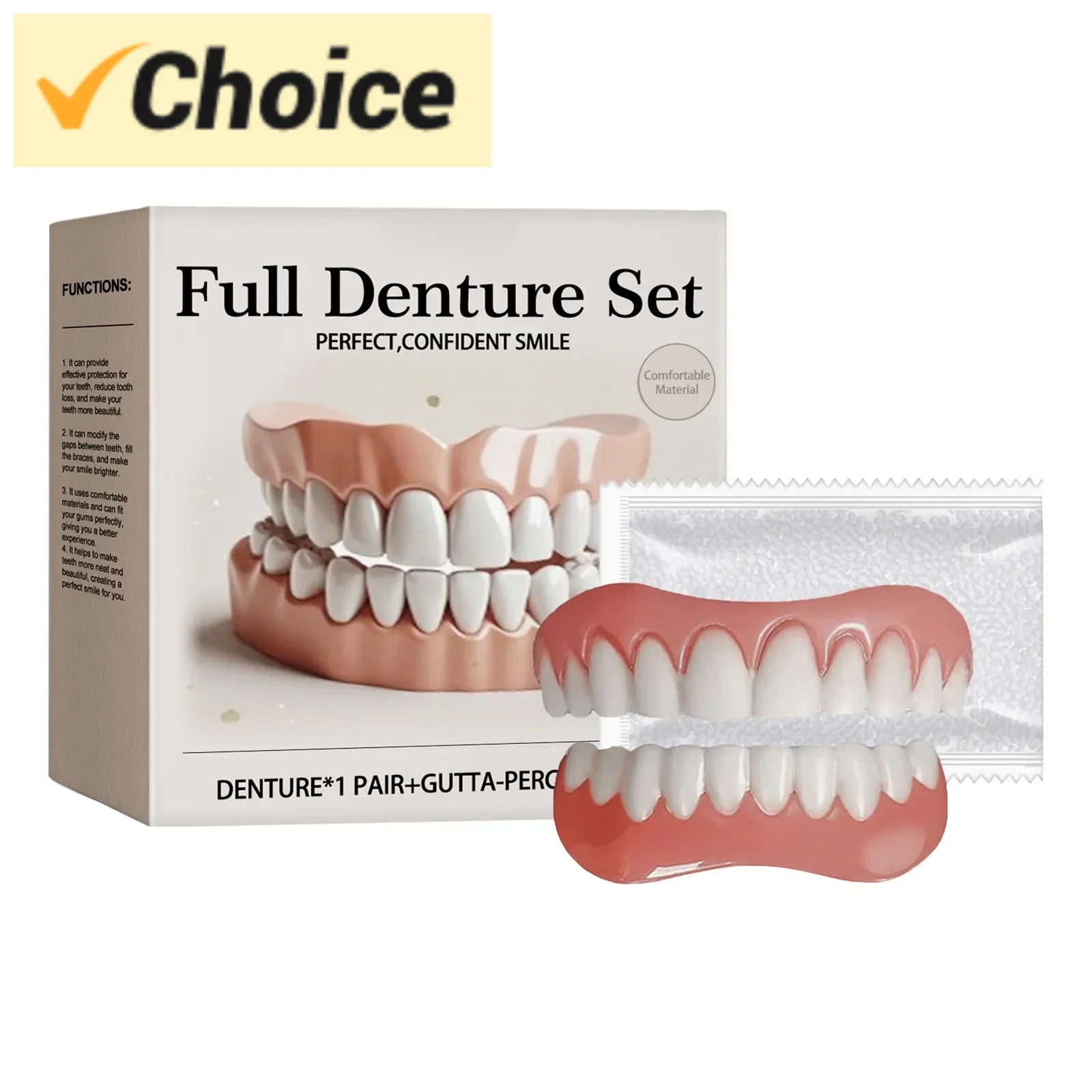 Advanced Customized Full Denture Set, Silicone Reline Denture Set, Soft and Comfortable, Denture Silicone Reline Kit for Men & W